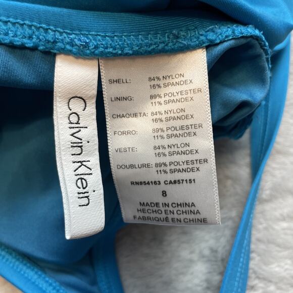 Calvin Klein One Piece Swimsuit Womens 8 Turquoise Starburst Slimming Resort - Picture 3 of 8